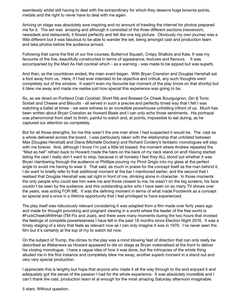 DnnaBalsdn's tweet image. Sitting on the coach on the way home I thought I'd pen a little (or not, ahem) review of #NTNetwork and #Foodwork.  Brevity never really was my strong point. 
Here be spoilers.... 
@andrewlewis14 @pabosher @wesley_griffith @NationalTheatre