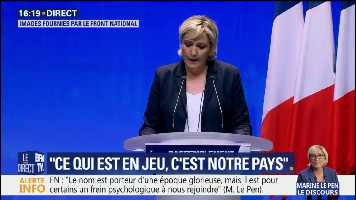 EN VIDEO - Marine Le Pen propose de rebaptiser le FN "Rassemblement national" news.sfr.fr/actualites/pol…
