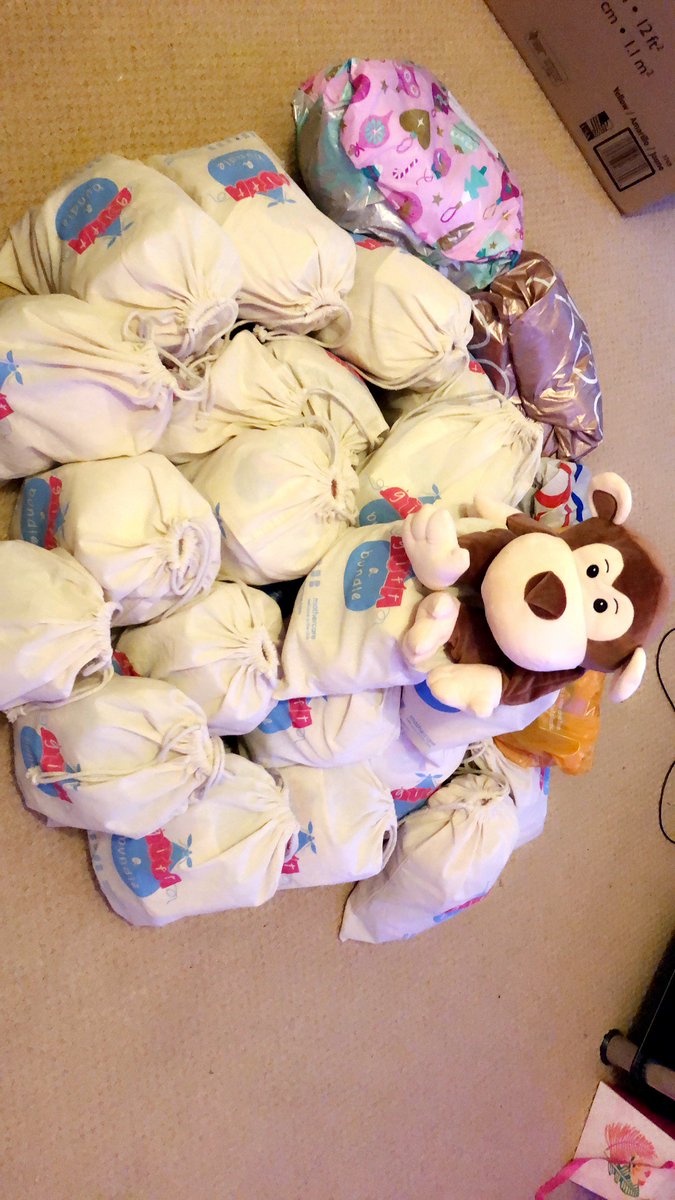 TotsPlayBham's tweet photo. So pleased to have collected over 240 items of clothing for the #giftabundle campaign! Thank you to all the @TotsPlayBham customers for their donations! And to the staff at @mothercareuk Shirley for their help and for providing all the bundle bags! #MothersDay #teamwork https://t.co/T7i12n5VQJ