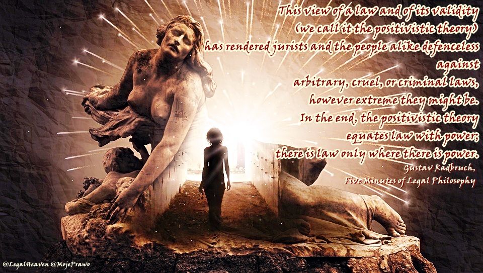 LegalHeaven's tweet photo. In the end, the positivistic theory equates law with power; there is law only where there is power. #GustavRadbruch #FiveMinutesOfLegalPhilosophy #morality #badlaw #goodlaw #principles #criminallaw #violence #methodology #rules #philosophy of law #legal #lawyer #law #quotes https://t.co/evQyoGnF4J
