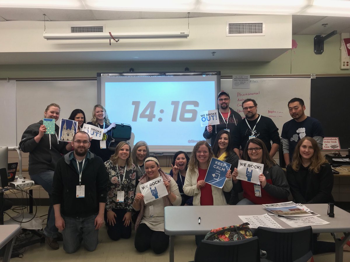hollyskadsem's tweet photo. We broke out! Session 5 at MN Summit! #breakoutedu #edtechteam https://t.co/RCKiSRyrOw
