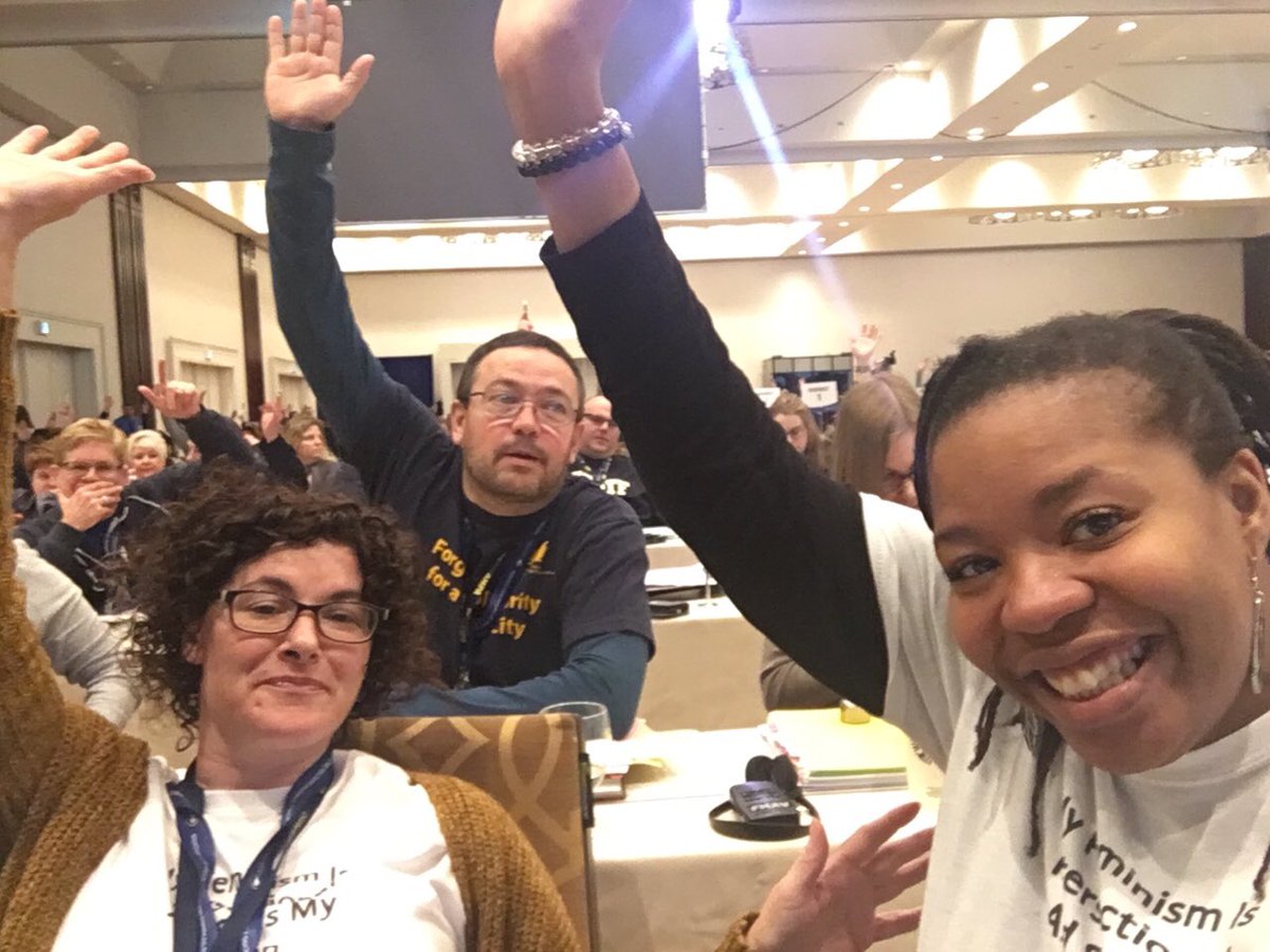 OSSTFtoronto's tweet photo. When a vote happens in the middle of taking a selfie at #OSSTF #AMPA99 #AMPA3028 #AMPA18 https://t.co/dRgfpumwLT