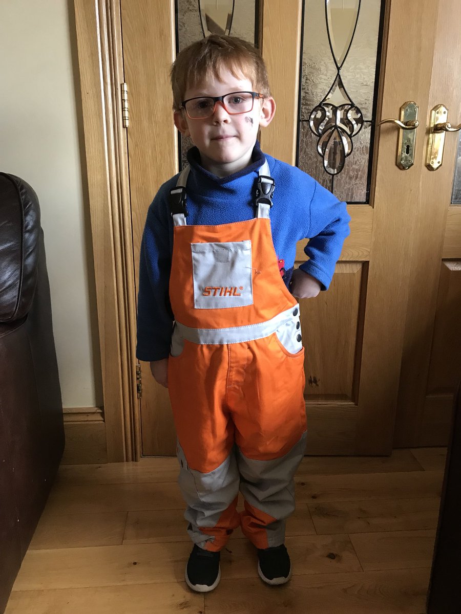 My little man ready for timber work in his new #stihl overalls from <a href="/Dfg_ie/">Douglas Forest & Garden</a>