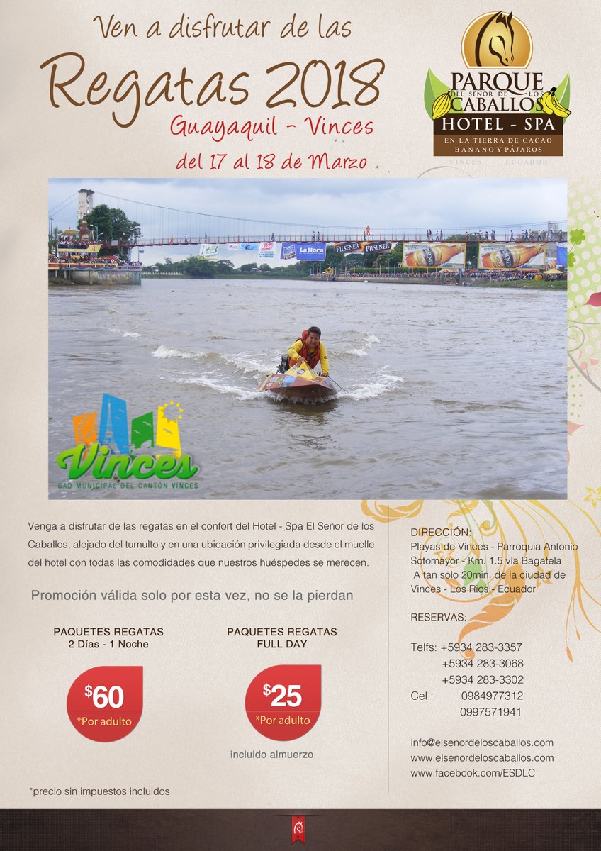 HotelSpaESDLC's tweet photo. Los invitamos a disfrutar de la regata Gye Vinces desde la comodidad de nuestras instalaciones, los esperamos con los brazos abiertos. Hagan su reserva ya https://t.co/XU3R8ZZYg7
