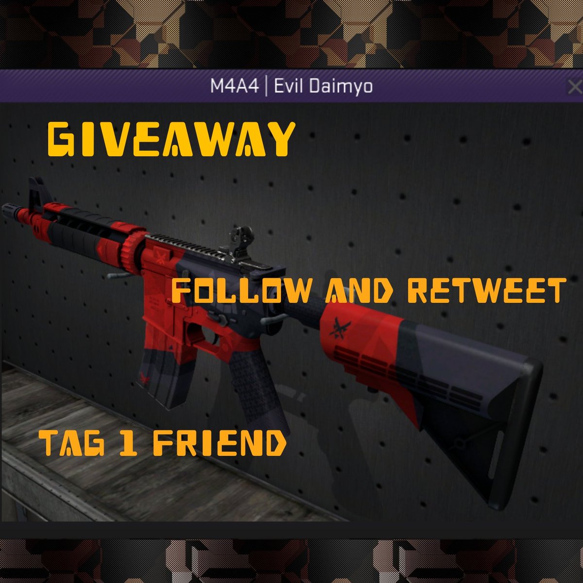 AVANCEger's tweet photo. Little Giveaway for you all π
π₯π₯M4A4 Evil Daimyo FNπ₯π₯
To enter the giveaway
#follow
#retweet
#tag1friend
The winner will be announced in 13.03.2018
@GermanTwitchRT @PromoteGamers @ShoutGamers #csgo #SupportSmallerStreamers @TwitchStream_RT https://t.co/kXYmOcq8K8