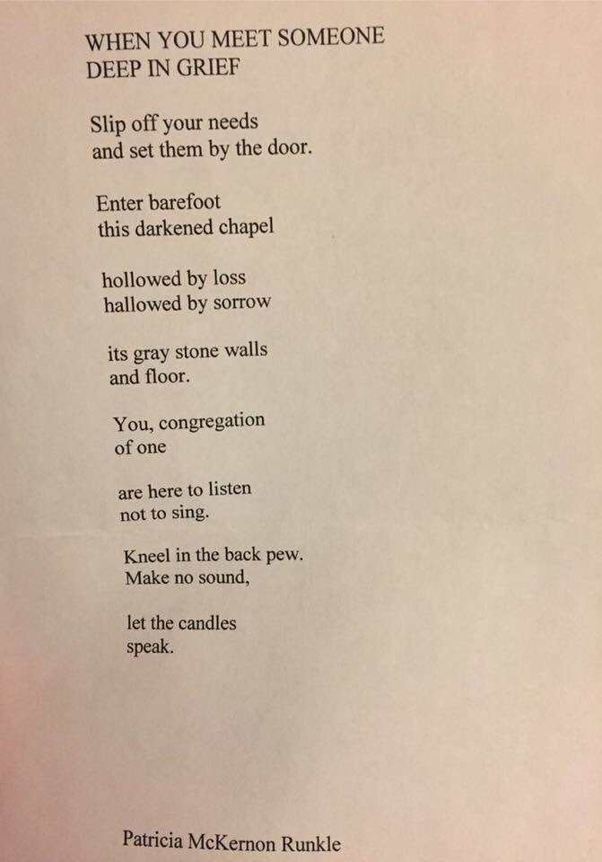 This is gentle and it is kind. Be brave. Smash grief taboos. Be there for those around you who have lost their loved ones. Care for them. Care in the best way you can #fourlittlewords