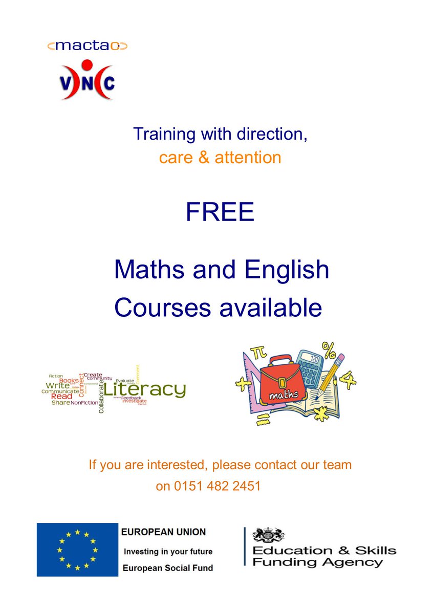 MACTACtraining's tweet image. If you want to refresh you English or Math's skills or both we can help you FREE so contact us on 0151 482 2541 ☎️🤩
