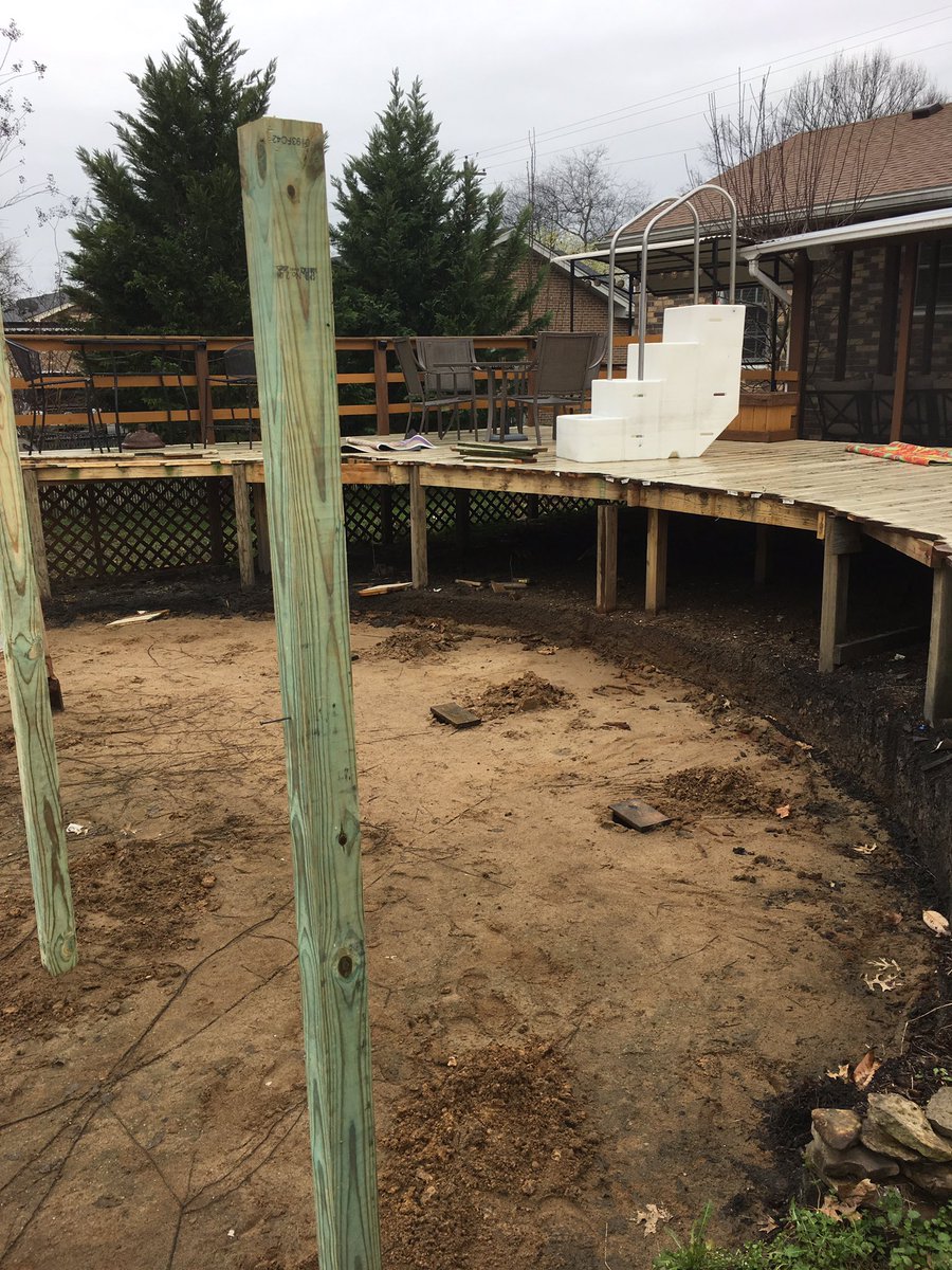 Coach_A_King2's tweet image. Wife and I may be moving to coach college ball, but there are things that have to be done prior, like ripping out your pool and building a deck to cover up it was ever there #whileitsraining #whileshesoutrecruiting #onmyown