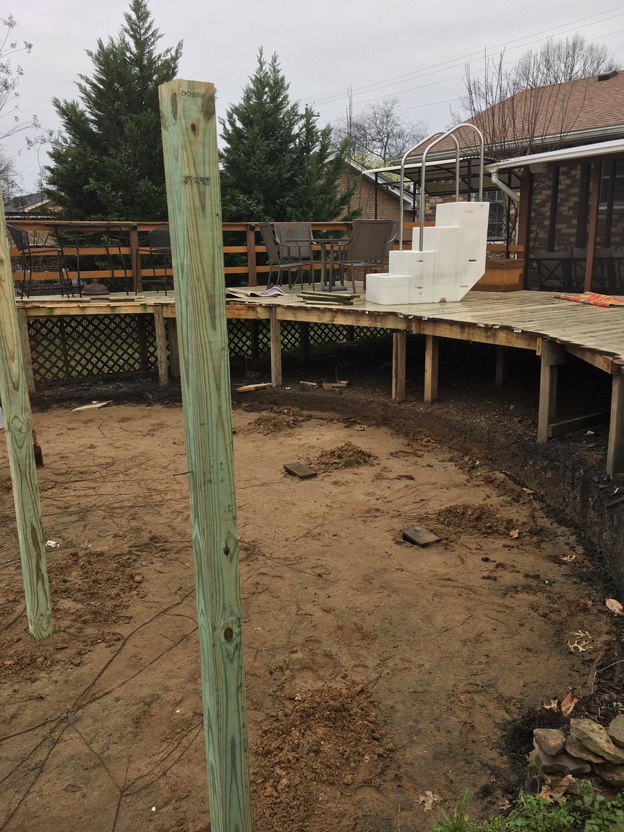 Coach_A_King2's tweet image. Wife and I may be moving to coach college ball, but there are things that have to be done prior, like ripping out your pool and building a deck to cover up it was ever there #whileitsraining #whileshesoutrecruiting #onmyown