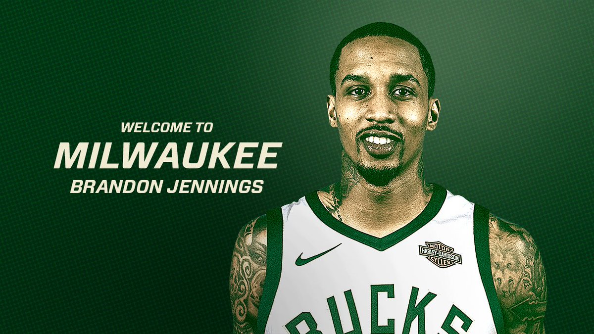 BucksTeamPage's tweet photo. It's like a #Flashback but not. ---> NBANotes: RT @Bucks: Welcome back to Milwaukee @brandonjennings!!

#FearTheDeer https://t.co/zTBJ1LzhSA