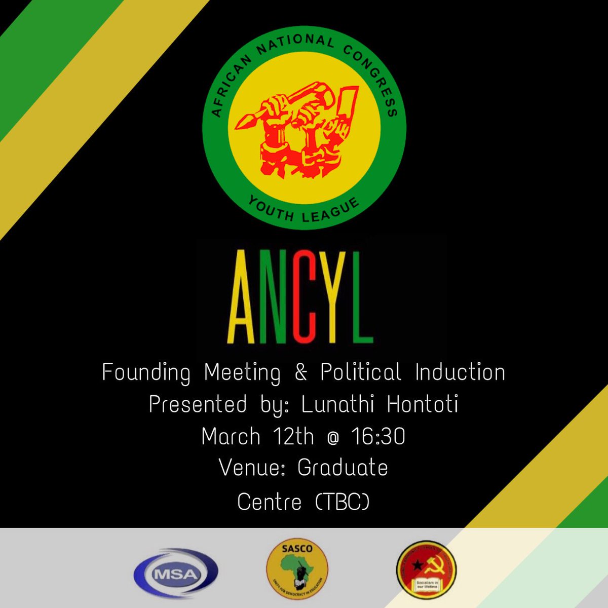 Founding Meeting and Political Induction tomorrow at the Graduate Centre at 4:30. Please come through and bring your friends 💚💛