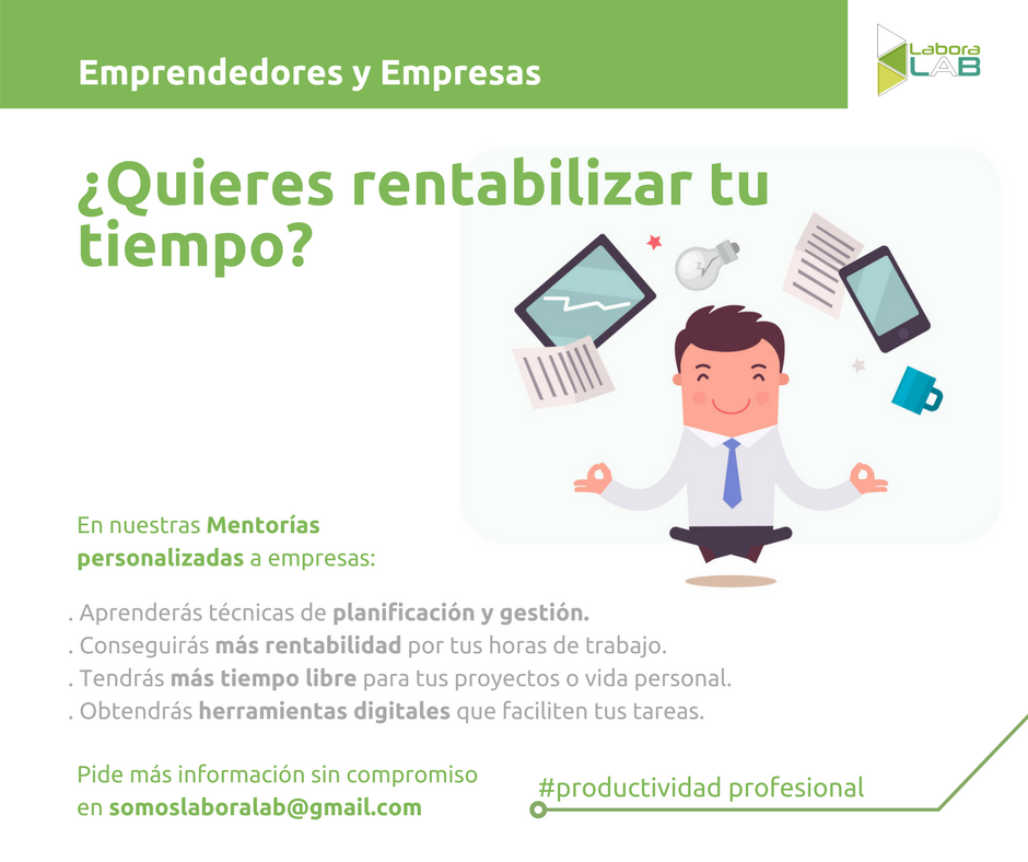 somoslaboralab's tweet photo. ¿Eres empresario? ¿Tienes la sensación de que nunca es suficiente? ¿Las jornadas de trabajo te parecen demasiado cortas? 

¿Y si aprendes a rentabilizar más tu tiempo? ¿Qué te parecería? Podemos ayudarte. Solo tienes que contactar con nosotros y te contaremos. 

#SomosLaboralab https://t.co/VdzWxEYKds
