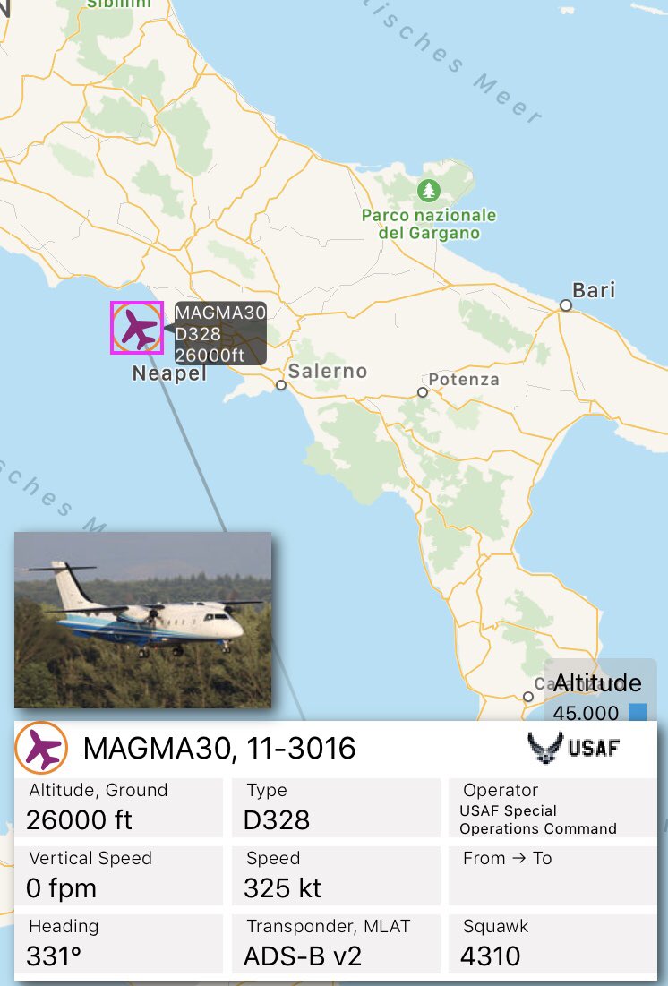 KalteMalte53's tweet photo. After taking a deeper look on the situation in #Libya back to Stuttgart as usual .. #Magma30 #D328 #USAF Spec Ops @Buzz6868 @MilSnake @BlogsofWar @Spy_Stations @jaylpod @uk_spotter @AircraftSpots @Duratschok @plane_spot @Italian_Spotter @ItaMilRadar @Easyspotting @ETEJSpotter https://t.co/nAYSub1Odx