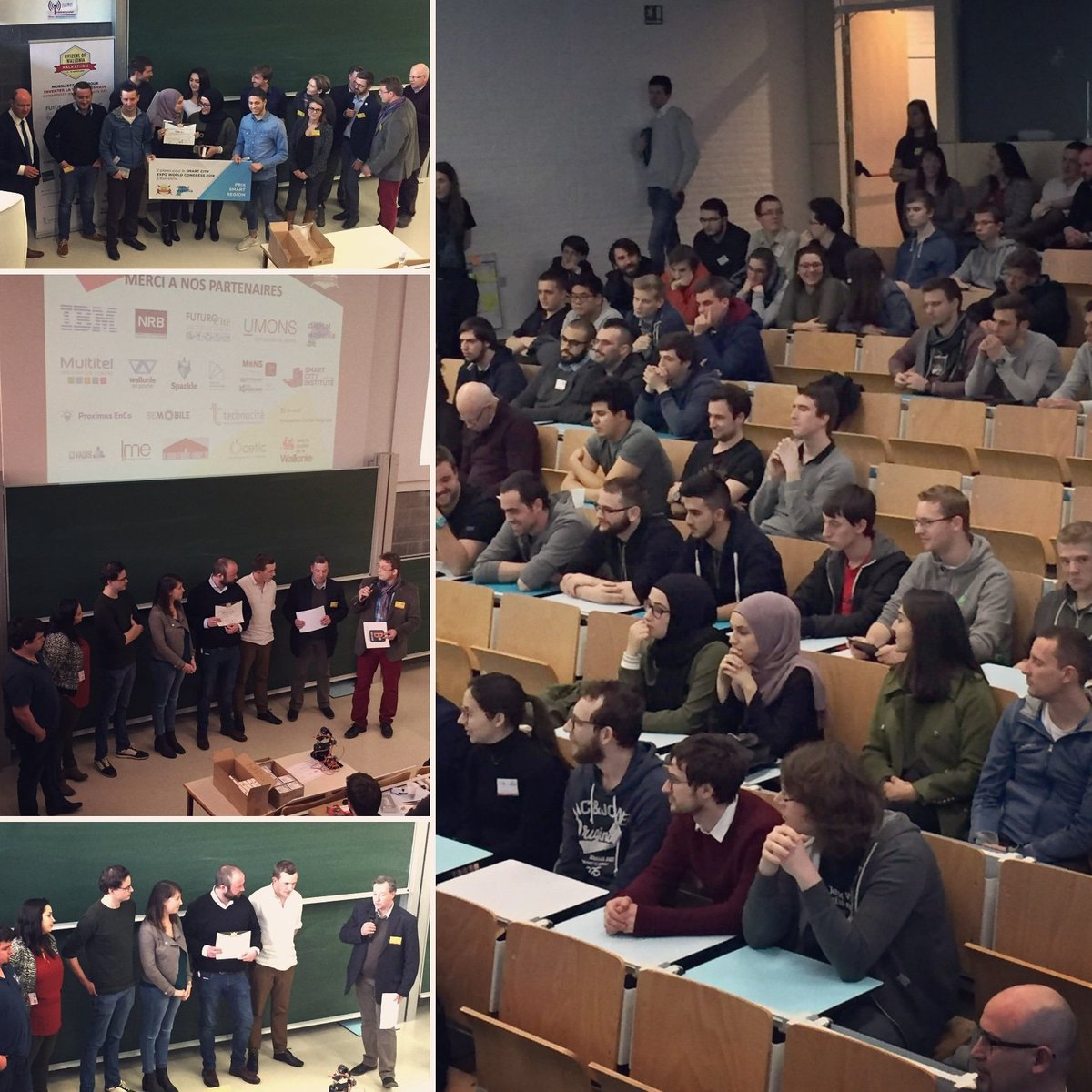 leCLICKbe's tweet photo. Remise des prix du #hackathon @citizensofwallo L'équipe #ParkIci rafle la majorité des prix et l'équipe #Referendum remporte le prix de la @VilledeMons
#smartcity #iot #opendata @FuturoCite @IBM @CETIC @umons @daringtocommIT @digitalwallonia @LmeIncubation @Technocite @DAttraxion https://t.co/oylcAFx9Wz