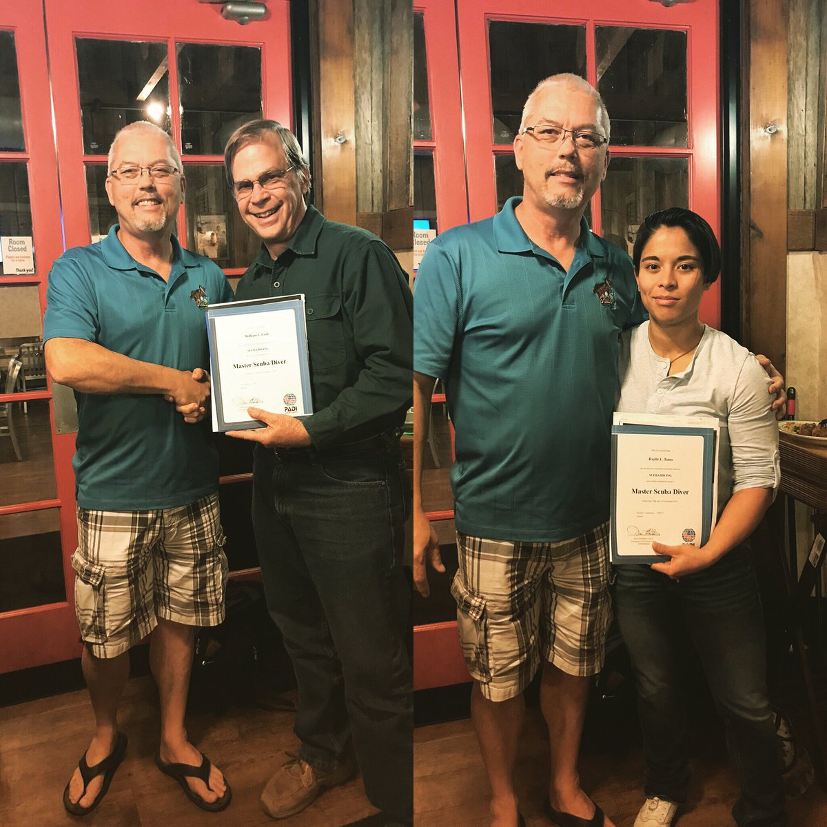 SAScubaShack's tweet photo. Congrats Bill and Haylle on becoming PADI Master Scuba Divers! Woop Woop! https://t.co/X91hER8hB0
