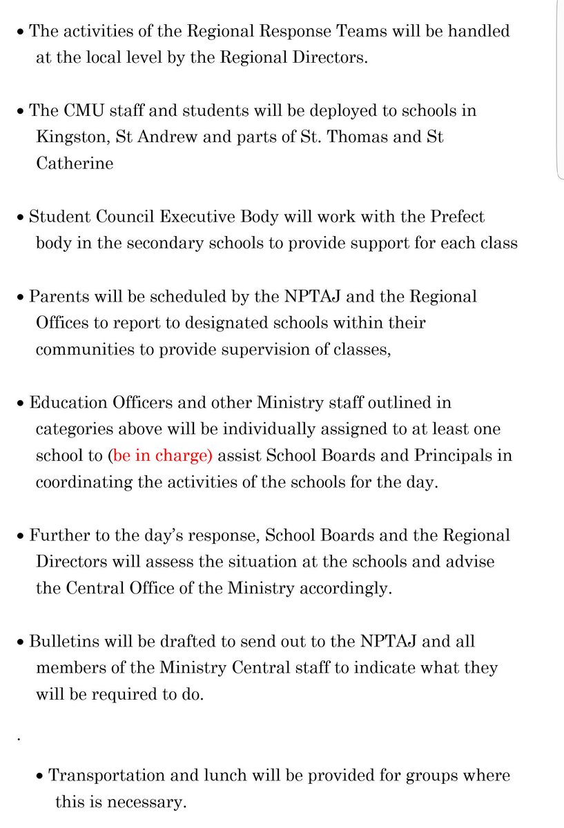 AbkaFitzHenley's tweet photo. UPDATE: Some of the contingency plans put in place by Education Ministry in response to word that the JTA has encouraged its members to take industrial action during the first few days of this week. https://t.co/HwYRbBl5na