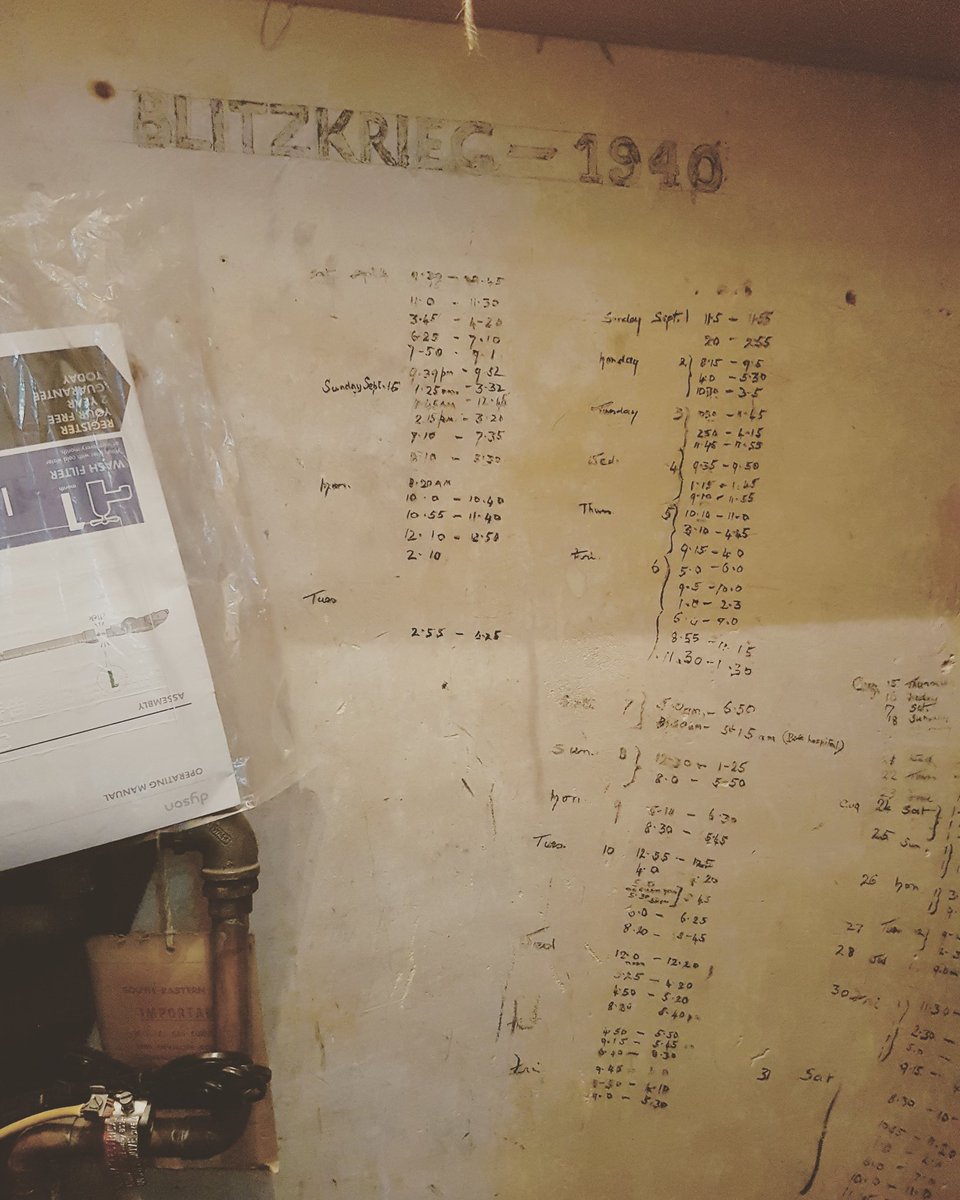 andreasgwood's tweet photo. This always blows my mind. Under the stairs at my Mama's house is a handwritten list of all the times that the air raid sirens went off in Epsom. Living, palpable history. https://t.co/oVyABKkqzB
