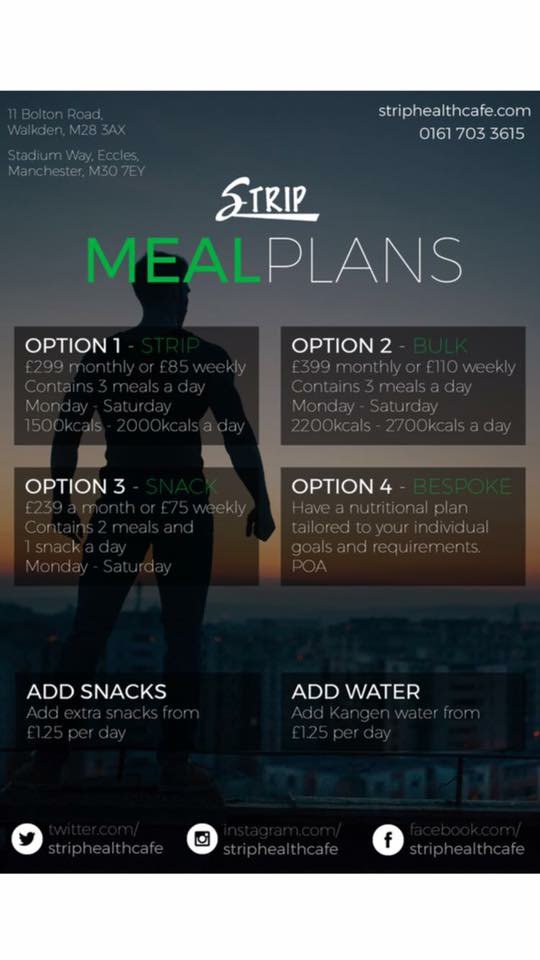 Take the stress out of meal prep Sunday and let Striphealthcafe calculate your #macros cook your #food and prepare your meals all ready for collection or delivery 📦🍳🍚 

📱0161 703 3615
📨info@striphealthcafe.com