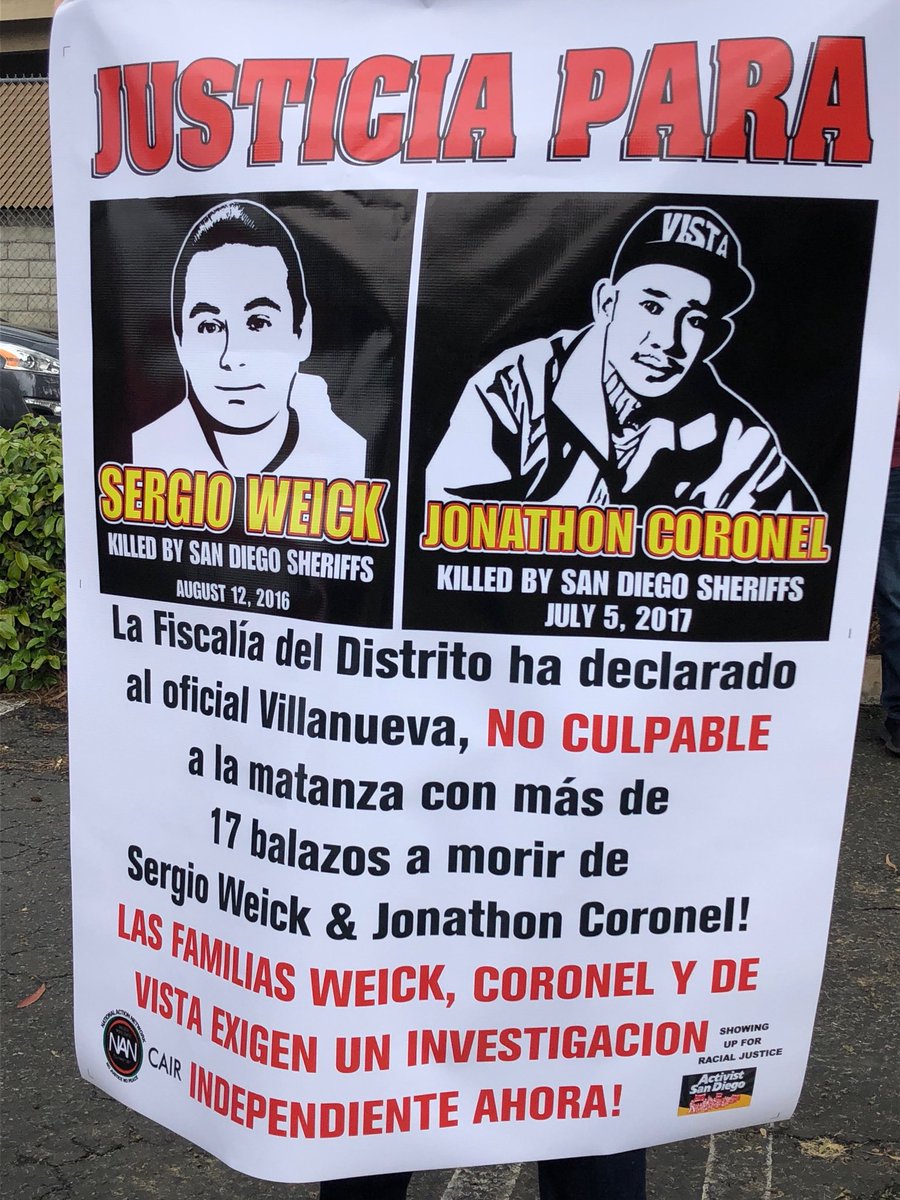 sdicACLU's tweet photo. "We're still here we're still fighting"
Today, many members of the Vista community are still demanding #JusticeForJonathon & #JusticeForSergio. https://t.co/j1HLthZqjh