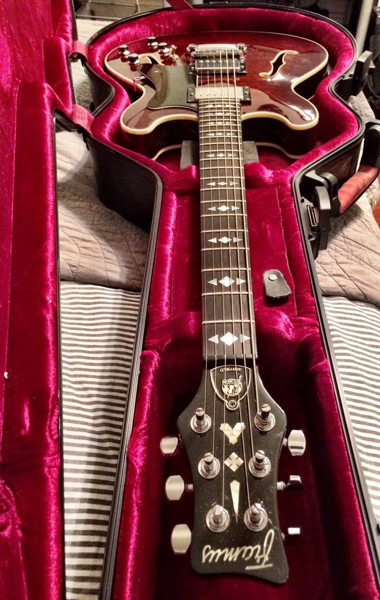 Sensoryovrlord's tweet photo. In case you missed it, Framus Mayfield semi-hollow for sale. Retails for $3500+, selling for $1800.oo firm.  AAA flame maple top/back/sides/neck, ebony fretboard.  Gator hardshell case included. Holler. https://t.co/kRuuJgVrzt