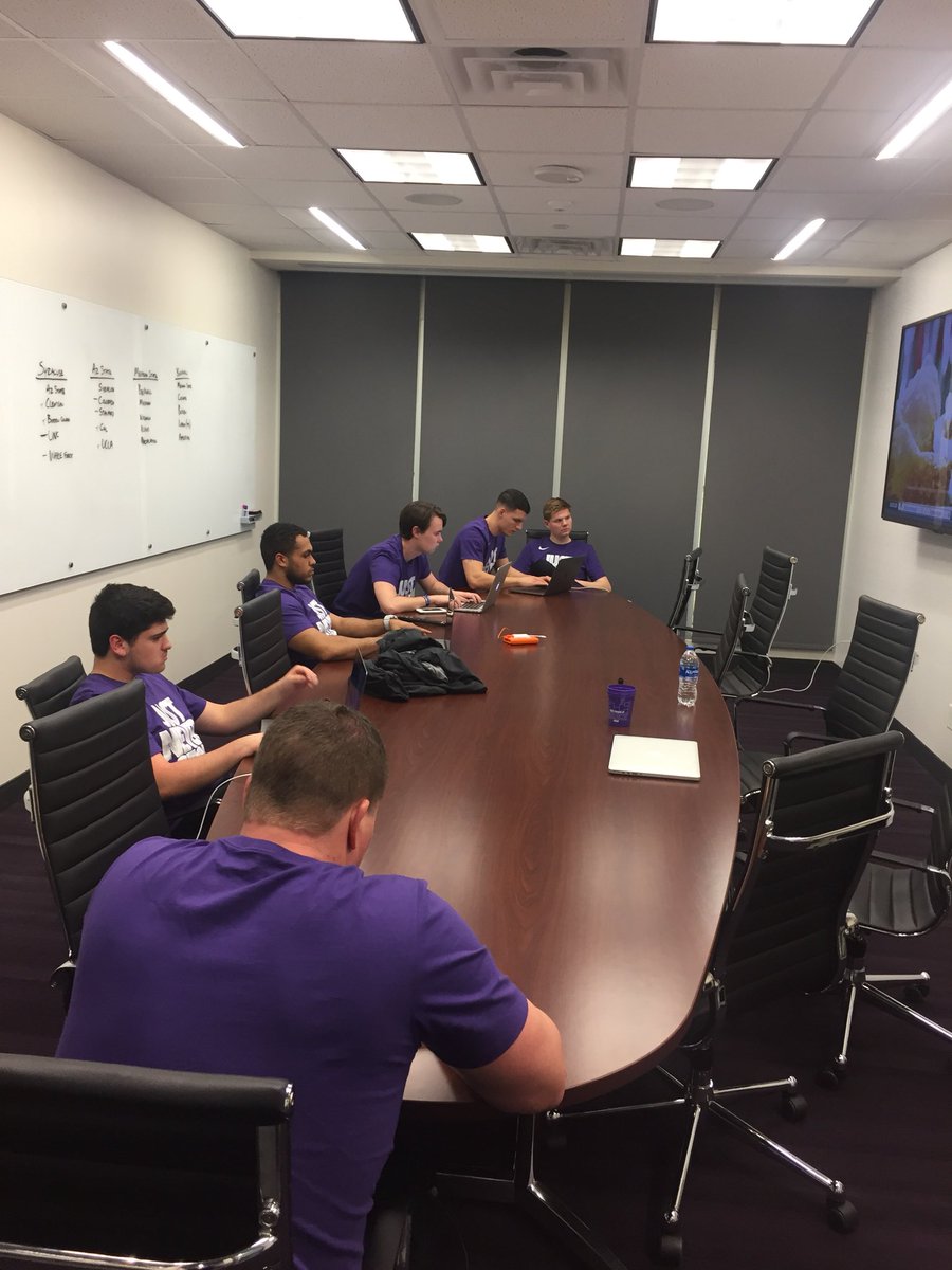 RyanB24_'s tweet photo. WAR ROOM! The best managers in college hoops killing it on all the film for March Madness #LetsDance #FrogItUp https://t.co/cQ8UoogdpO