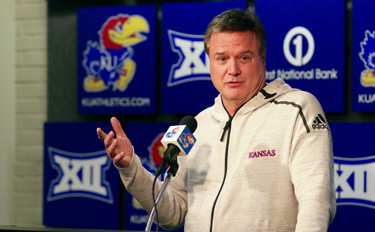 KUHoops's tweet photo. "The advantage is more fans get the opportunity to come see you play. We’ve never been to Wichita and we certainly look forward to that." - @CoachBillSelf on having the stay close to home for the earliest rounds of the tournament #MarchMadness https://t.co/THr0d0my9M
