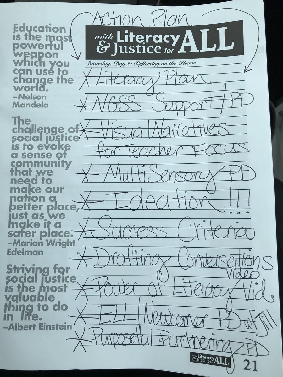 LacieLHarris's tweet photo. On the way home from #CATE18 doing some reflection. Here’s my #TopTen #bigtodolist #withliteracyandjusticeforall https://t.co/KQ2WC9RHTU