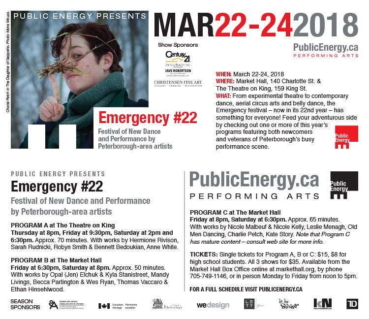 sawpoet's tweet photo. So very honoured and excited to debut #daughterofgeppetto at @PublicEnergyInc 's Emergency Dance Festival March23rd &amp; 24th in Peterborough/Nogojawinong tickets here https://t.co/JSU7ZHyPih @kawarthaNOW @ElectricCityOn I'm program C you there https://t.co/7ODkfqe6xi