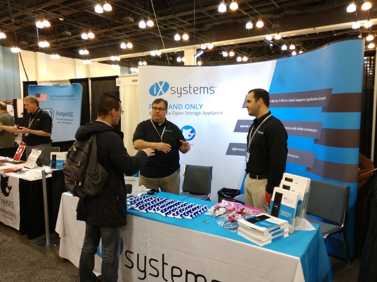 iXsystems's tweet photo. It's your last chance to stop by Booth 614 at @socallinuxexpo! Drop by to get more information on how to win an @Apple HomePod and about the next generation of #TrueNAS. We have plenty of schwag waiting for you as well! #scale16x #SCALiXpo #iXmag https://t.co/pI4idA4f7m