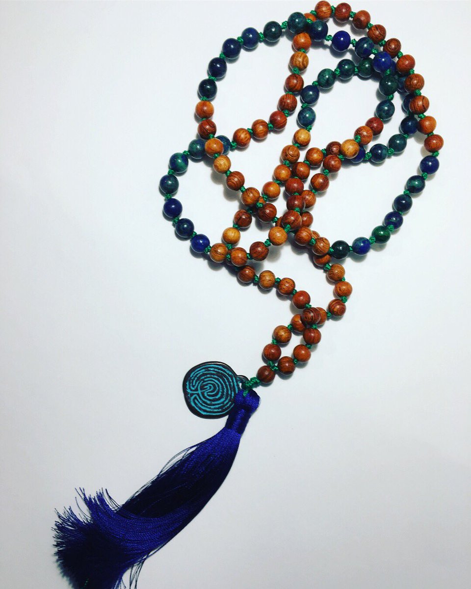 _Chi_Me_'s tweet photo. Gaia #Mala-Bayong and Chrysocolla beads with silk tassel and labyrinth charm. Draws on #harmony of Mother Nature’s water/earth elements, instills gentle courage to map out the maze of your mind as you seek higher purpose or strive for a divine spiritual #awakening. #meditation https://t.co/5sXrcL4f06