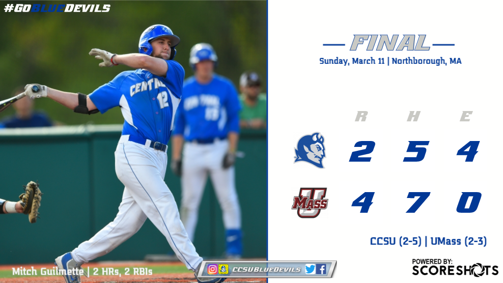 Mitch Guilmette slugged a pair of homers on Sunday for CCSU #GoBlueDevils
