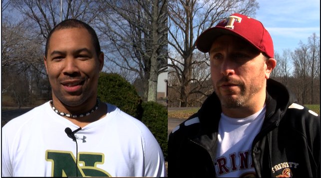 joebrowvm's tweet photo. (4)Notre Dame and (5)Trinity will share the floor for the 4th time Thursday in the "A" quarterfinals. Hear from both head coaches: https://t.co/X61u0pp1aQ #wvprepbb https://t.co/cyCYeQ1S39