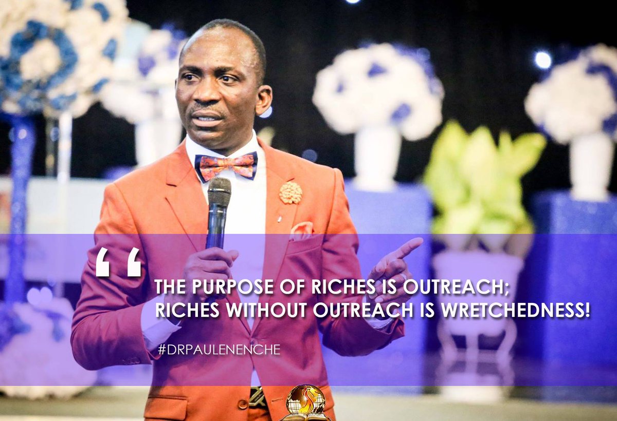 drpaulenenche's tweet photo. The purpose of riches is outreach; riches without outreach is wretchedness!
#DrPaulEnenche
#DestinyRecoveryService
#WisdomForFinances https://t.co/oKmWNZkCRb