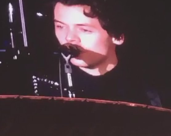 hismedcn's tweet photo. he's looking so good and that curl I STAN #HarryStylesLiveonTourBasel https://t.co/e0jentqZxY