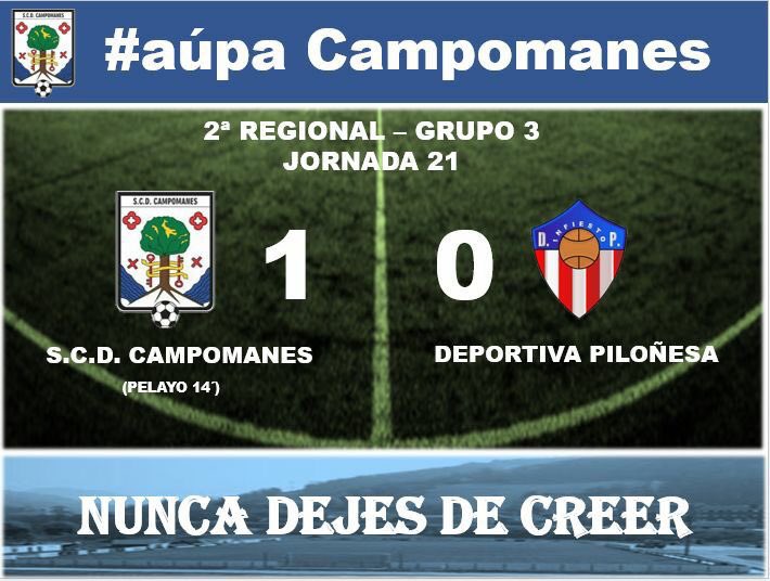 Importante victoria frente a la <a href="/Dptvapilonesa/">Deportiva Piloñesa</a> que no conocia la derrota en la temporada y que nos permite distanciarlos a 4 puntos y asegurar matemáticamente el playoff de ascenso