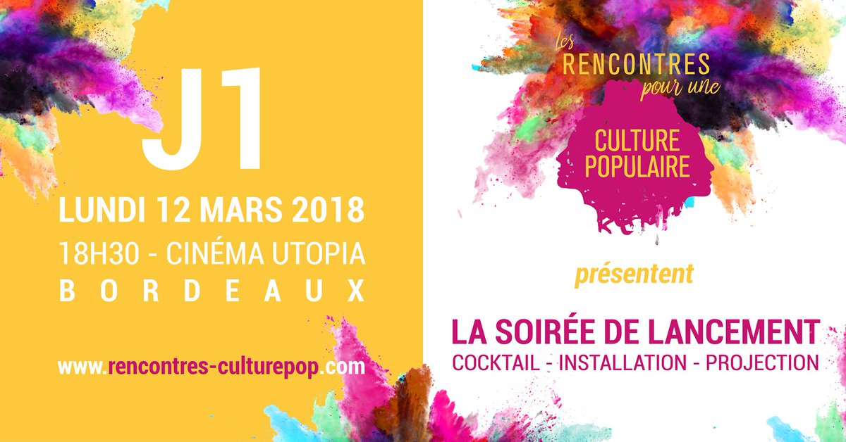 rencontrespop's tweet photo. J-1 pour les Rencontres pour une culture populaire #3 !!! On vient tous au lancement demain à l'Utopia de Bordeaux à partir de 18h30!!! Bonne humeur assurée!! 
#RCP #Rencontres #culture #populaire #lancement #cocktail #installation #projection #SeeYouSoon #Bordeaux https://t.co/EU8hjXO75A