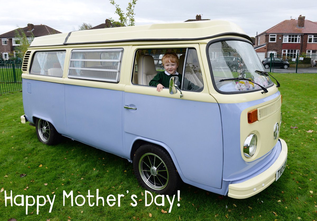 GW_Occasions's tweet photo. Happy Mother’s Day from us at Great White Occasions! We love this photo of our son in our vintage VW campervan! #weddingtransport #WeddingPlanning #vw #weddingoclock https://t.co/A60JjX0umI