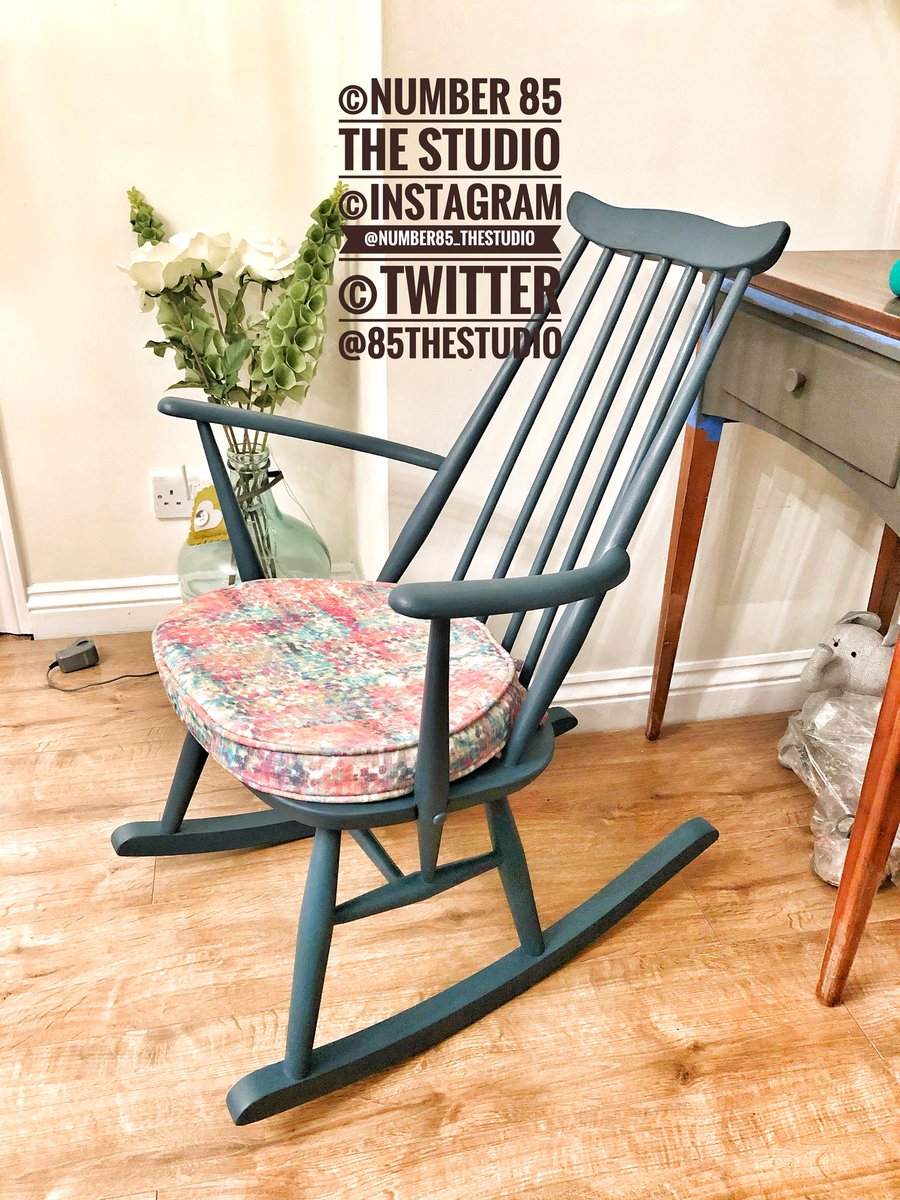 Hello #brumhour @BrumHour from @85TheStudio sneak peak at the latest #project an @Ercol_Furniture #rocking #chair in @AnnieSloanHome blue etsy.com/uk/shop/number… more on our #etsy & Instagram @number85_thestudio  #ercol #chair #upcycle #creatives #anniesloan #brum #pr #b2b