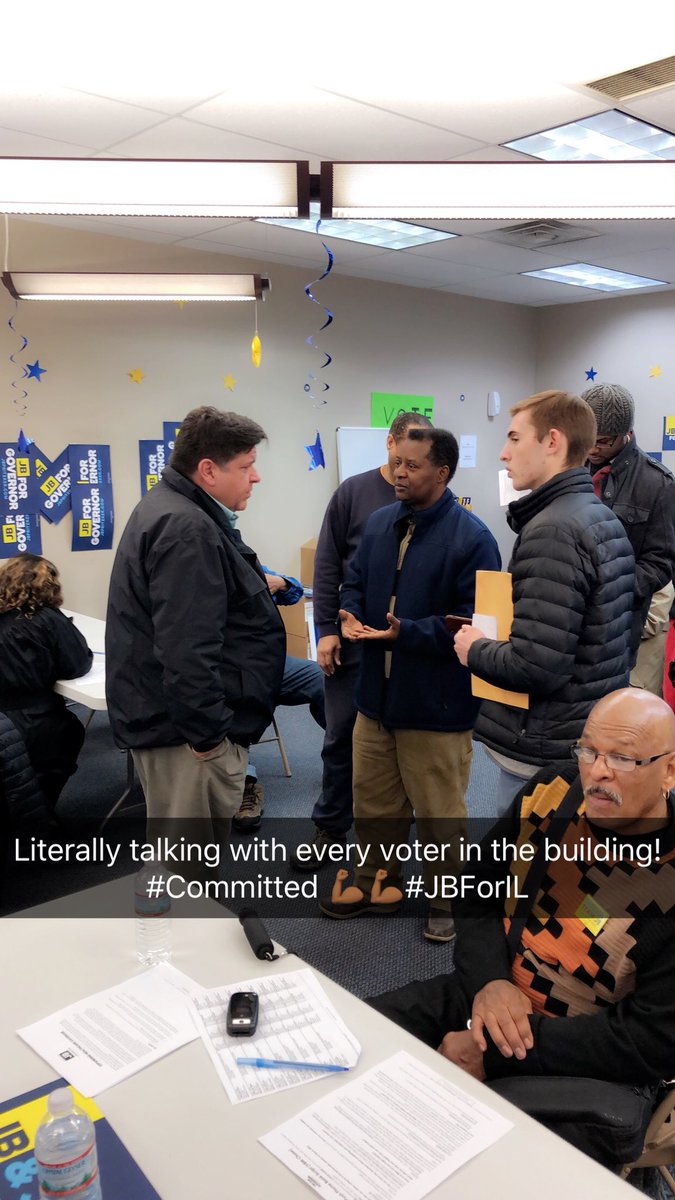 GrindGrately's tweet image. Literally talking to every voter in the building!! #CommittedToChange @JBPritzker