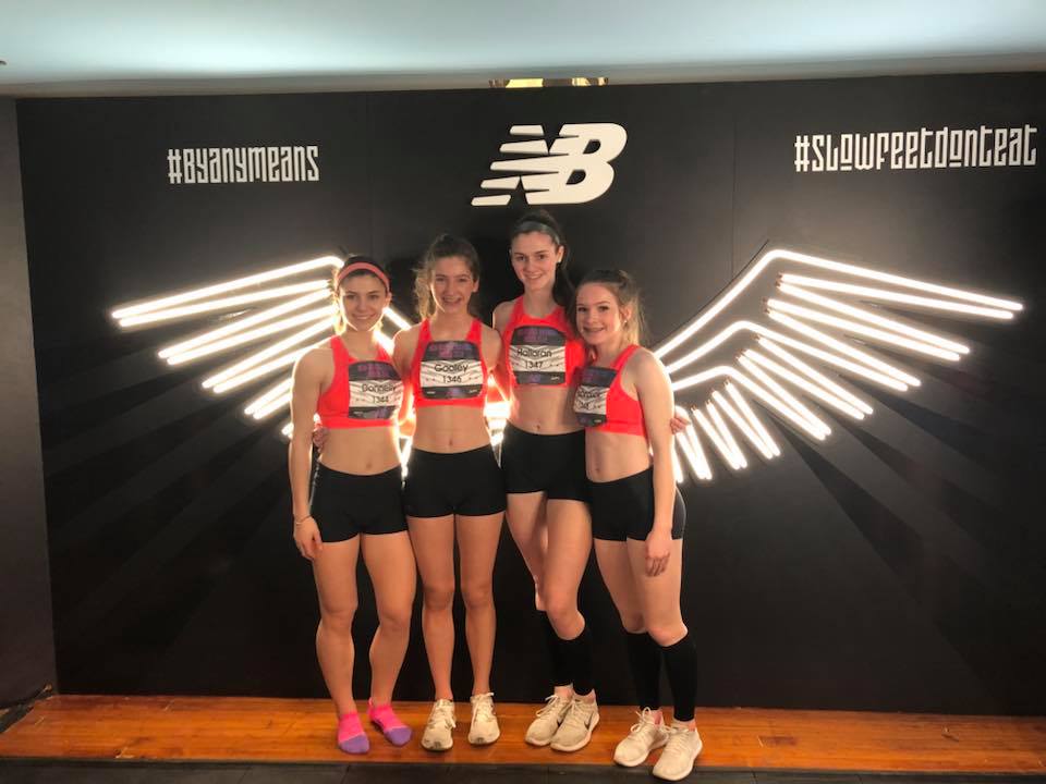 HopGirlsXC's tweet photo. This crew was flying yesterday in the sprint medley relay at Nationals. 24th for Ashley, Schuyler, Caitlyn, and Lexi in 4:17.38 @HillerAthletics https://t.co/b4M1XOqK5K