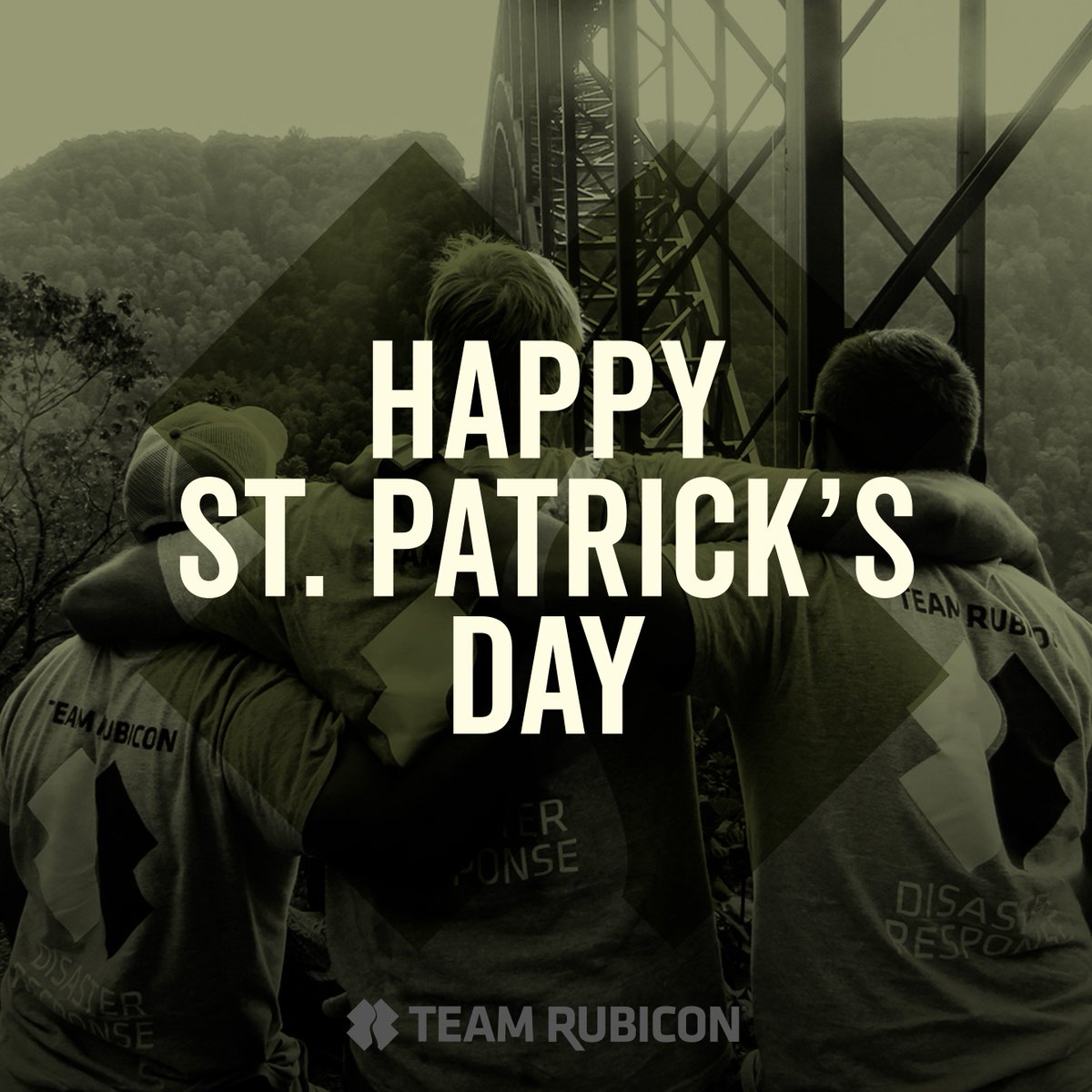 TeamRubicon's tweet photo. Volunteers from around the country 
The beer flag is up
So let's pour us a cup
And toast to our lovely community
Happy St. Patrick’s Day, TR Nation https://t.co/qQRpBLNmXI