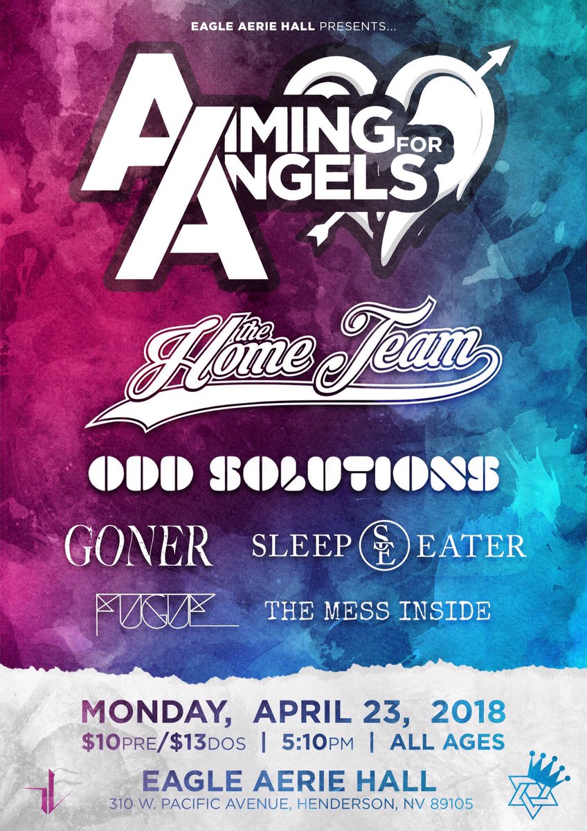 THEJEWISHKING's tweet photo. NEW SHOW-LAS VEGAS *ON SALE NOW* April 23rd at Eagle Aerie Hall w/ @AimingForAngels @thehometeamnw @OddSolutionsLV @gonerjams / Sleep eater/ Fugue / The Mess Inside! Tickets $10 each I deliver 702-498-4488 or online at https://t.co/ceF6DOCK3U ! Retweet! https://t.co/xHLKfp8oFJ