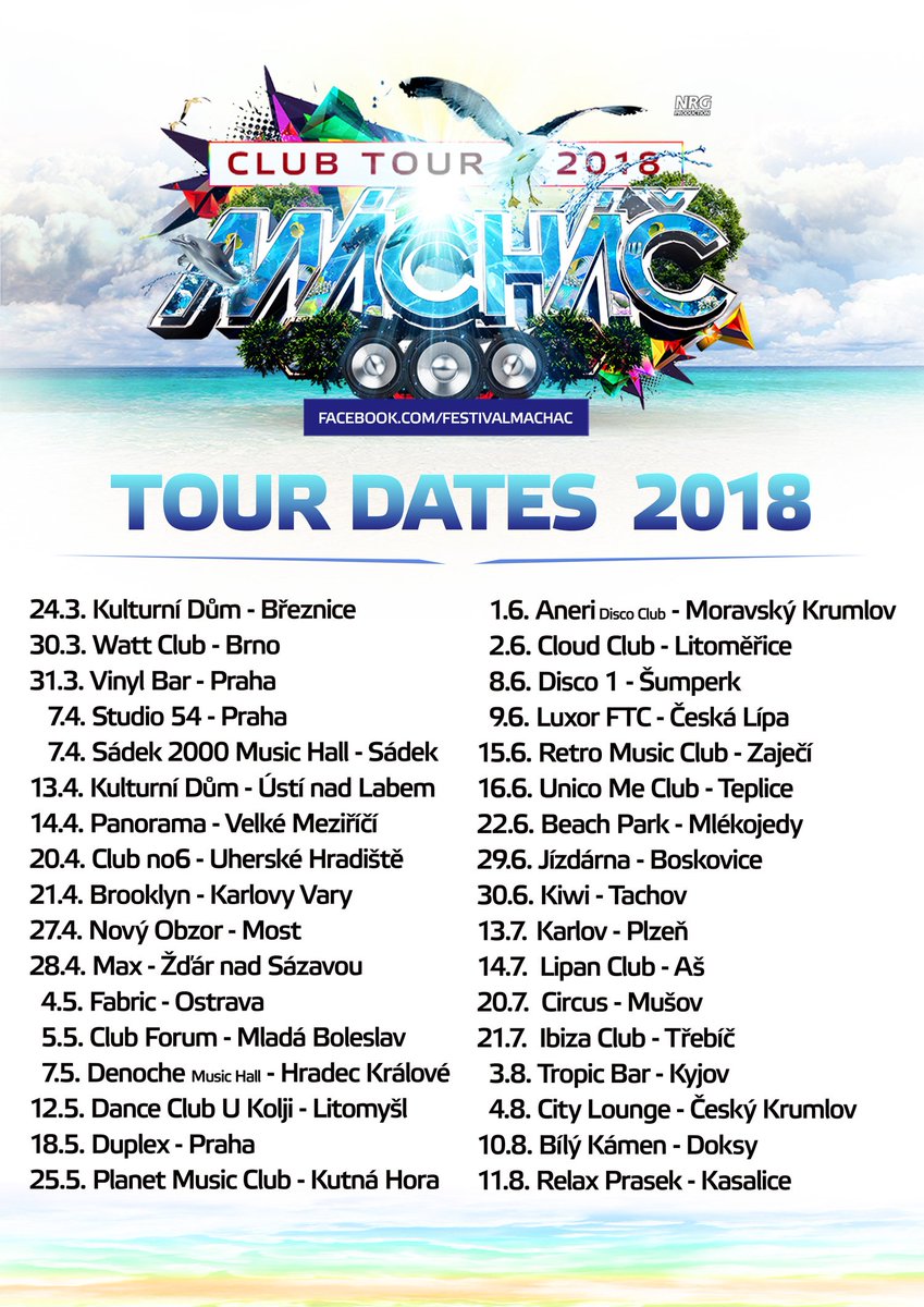 FestivalMachac's tweet photo. ⤵ TERMÍNY KLUBOVÉ TOUR 2018 ⤵ https://t.co/K2FI8OadoF