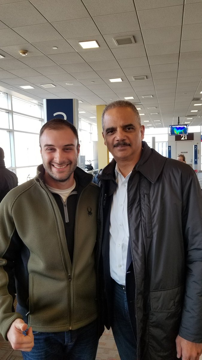 SteveZeltser's tweet photo. Celebrity sighting - @EricHolder is on my flight! Honored to have met him and admire the work he's doing with the National Democratic Redistricting Committee #BlueWave2018 #redistricting #hesacoolguy #starstruck https://t.co/M8J9oO9tMV