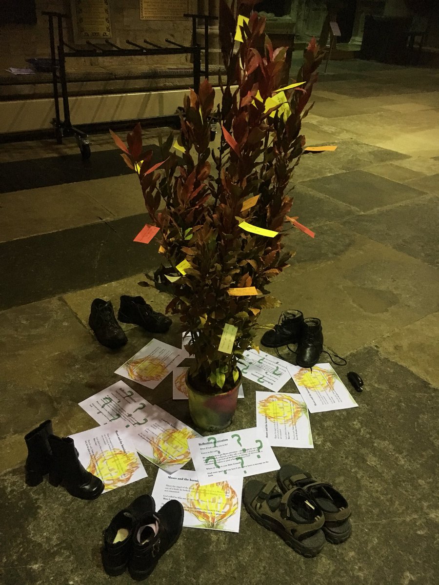 michelekitto's tweet photo. @holygroundexe Burning bush in action with responses to ‘here I am’ attached!! Lovely to be back @ExeterCathedral https://t.co/Y4FrZmauf2