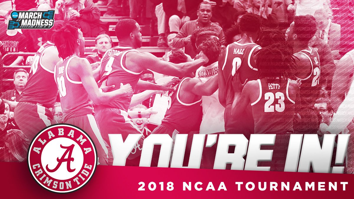 MarchMadnessMBB's tweet photo. YOU. ARE. IN!

@AlabamaMBB
#SelectionSunday https://t.co/jliV3tNfE7