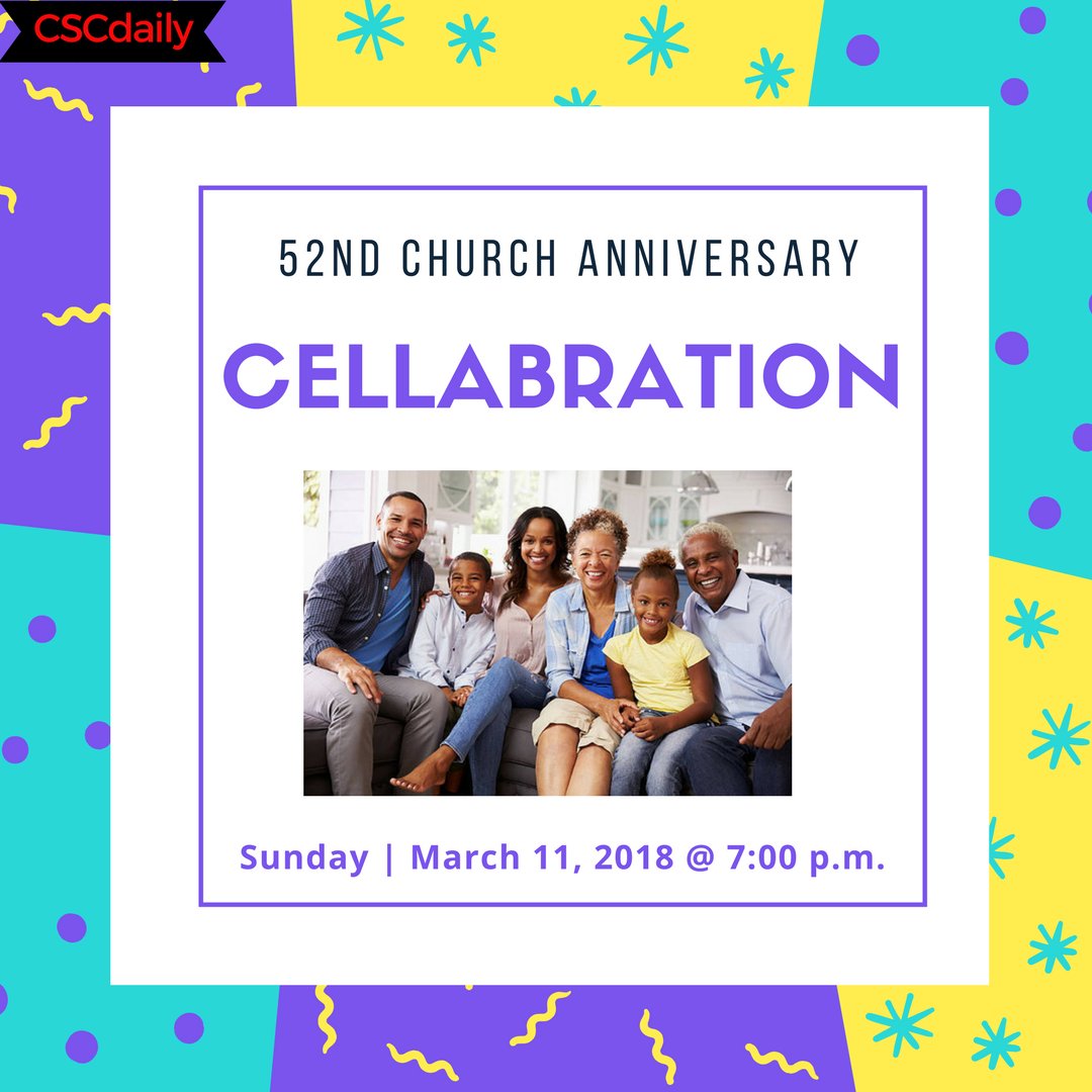 cscdaily's tweet photo. Join us tonight for our CELLabration! Service starts at 7:00 p.m. @ C.S.C. #CELLabration #CSCdaily https://t.co/pfhRHSzEJv