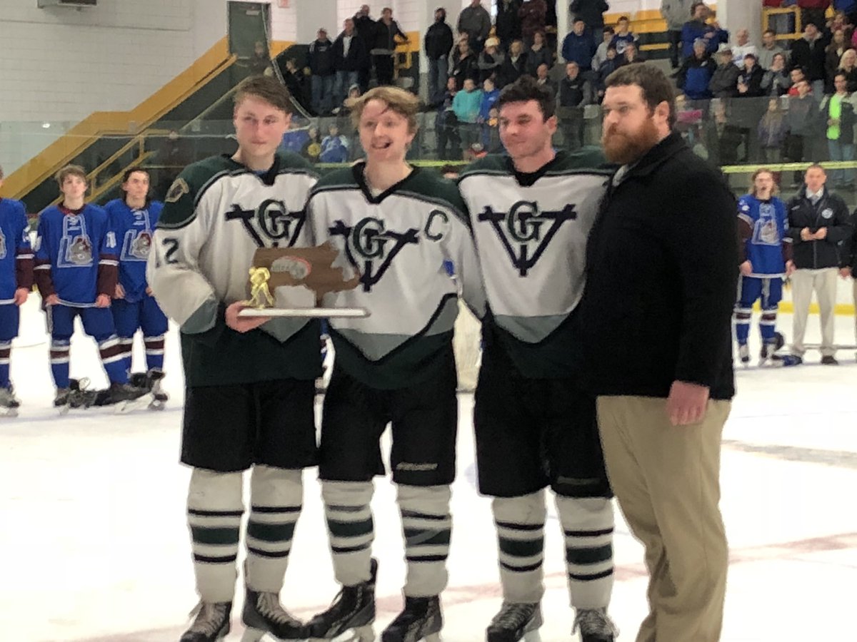 Ice Hockey ends an amazing season with a hard fought game against Lunenburg. Thank you to all the seniors for 4 terrific years especially ours, thanks Noah, Jameson and Noah. @GVTboys