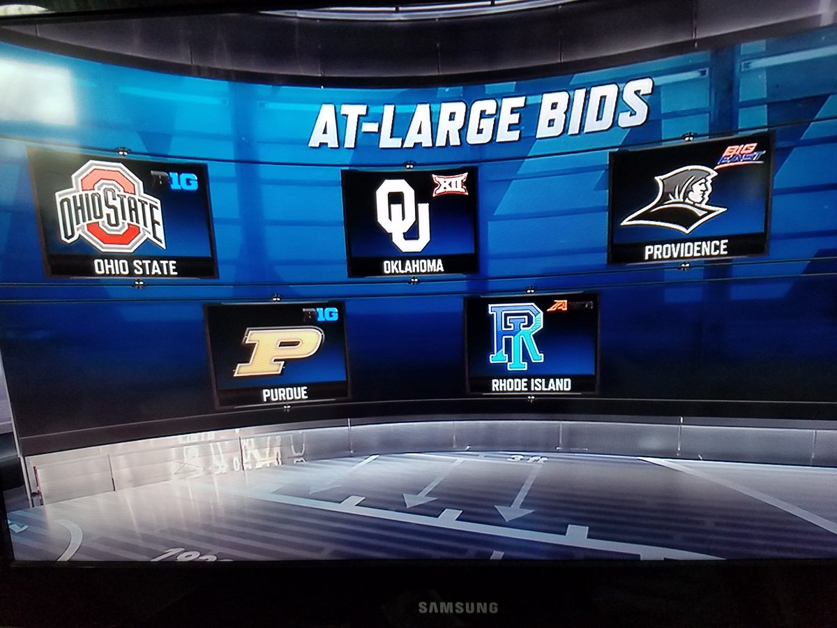 BrightSide_RI's tweet photo. Love seeing @RhodyMBB and @PCFriarsmbb up on the board together! #NCAATournament #MarchMadness https://t.co/fBnSDDnRjL