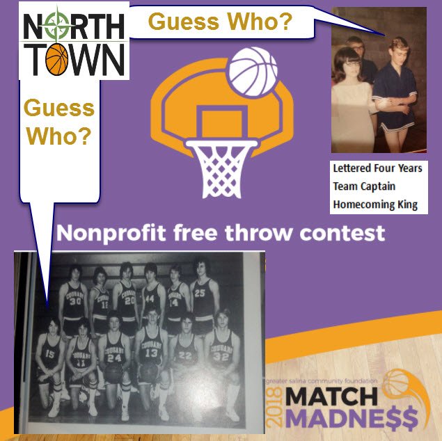 gregs3's tweet image. Guess Who? That&apos;s you!  Plan to make a contribution to North Town during #MatchMadness2018 on Thursday March 15 and North Town will announce their basketball coaches Alex Potuzak training plan at 5 pm.